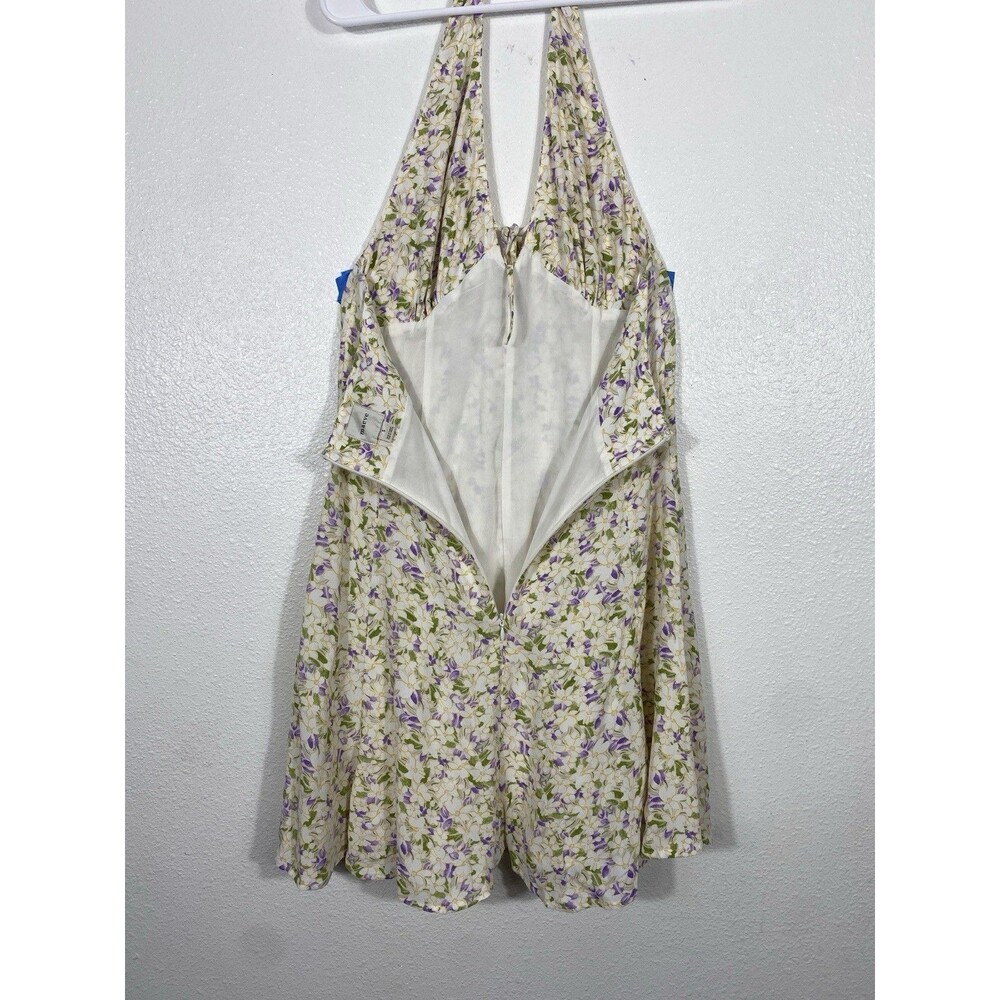 Maeve by Anthropologie Cream Halter Mini Dress with Lavender Floral 100% Viscose - Picture 9 of 16